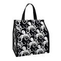 Black And White Octopus Pattern Print Insulated Lunch Tote