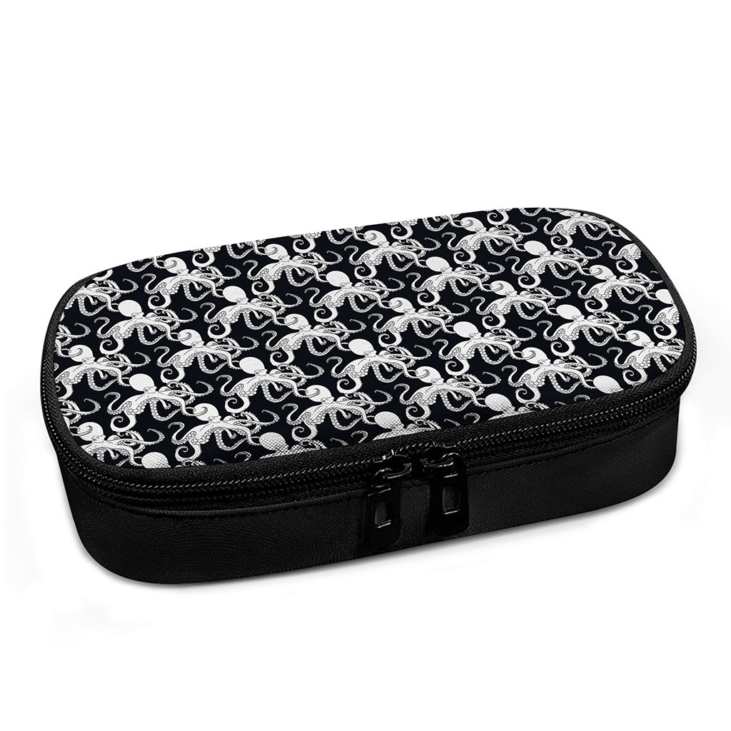 Black And White Octopus Pattern Print Insulin Cooler Travel Case