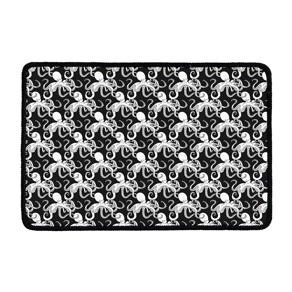 Black And White Octopus Pattern Print Kitchen Mat