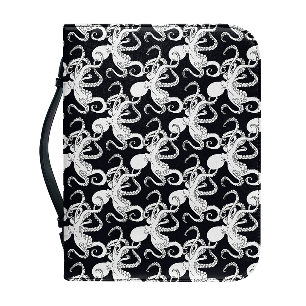 Black And White Octopus Pattern Print Leather Bible Cover