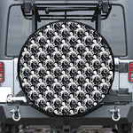 Black And White Octopus Pattern Print Leather Spare Tire Cover