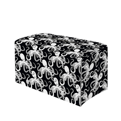 Black And White Octopus Pattern Print Leather Tissue Box Cover