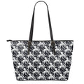 Black And White Octopus Pattern Print Leather Tote Bag With Zipper