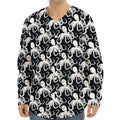 Black And White Octopus Pattern Print Long Sleeve Baseball Jersey