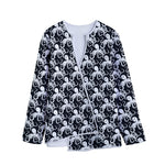 Black And White Octopus Pattern Print Long Sleeve Short Coat