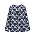 Black And White Octopus Pattern Print Long Sleeve Short Coat