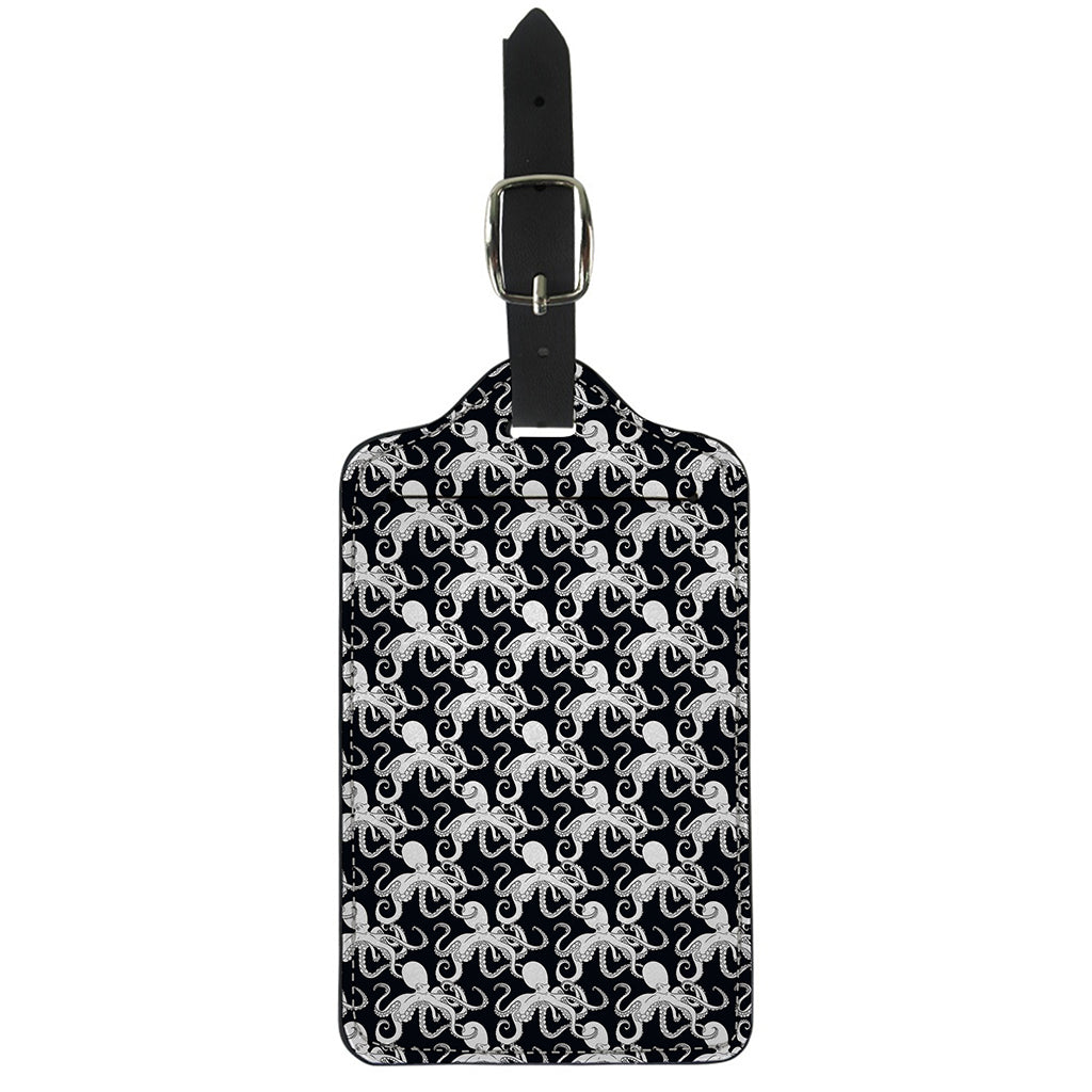Black And White Octopus Pattern Print Luggage Tag