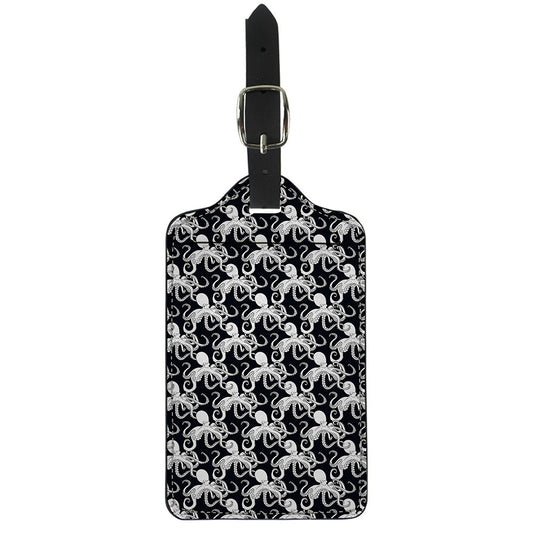 Black And White Octopus Pattern Print Luggage Tag