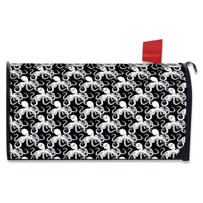 Black And White Octopus Pattern Print Mailbox Cover
