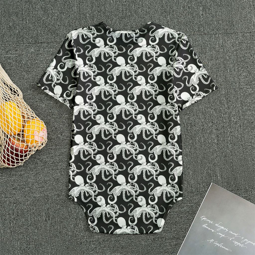 Black And White Octopus Pattern Print Men's Bodysuit