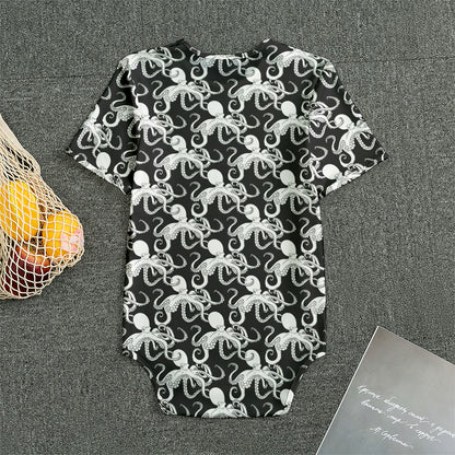 Black And White Octopus Pattern Print Men's Bodysuit