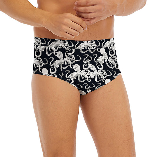 Black And White Octopus Pattern Print Men's Briefs