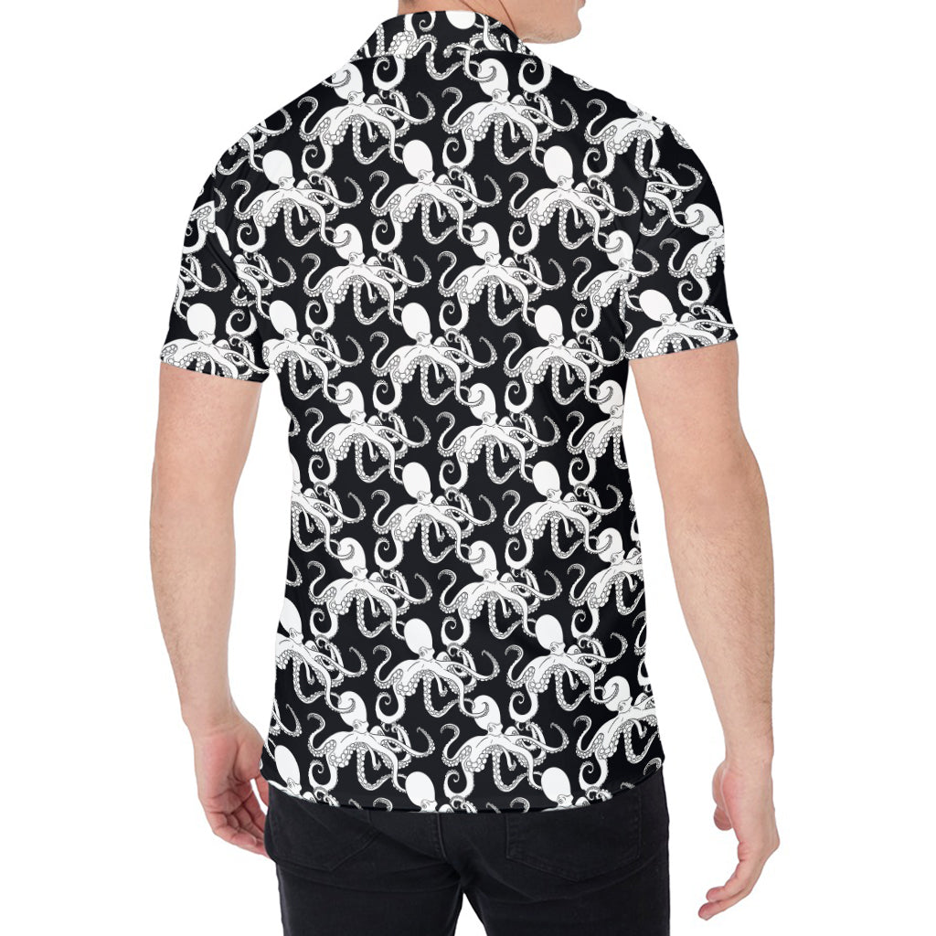 Black And White Octopus Pattern Print Men's Shirt