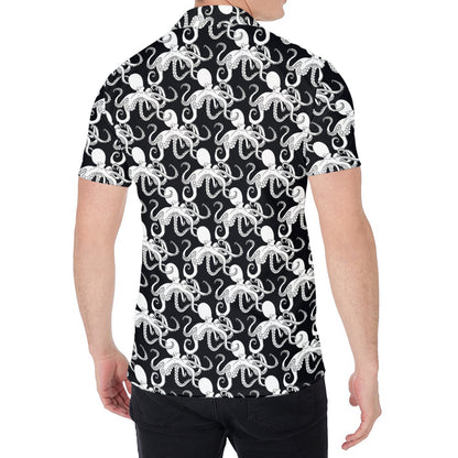Black And White Octopus Pattern Print Men's Shirt