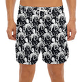 Black And White Octopus Pattern Print Men's Split Running Shorts