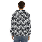 Black And White Octopus Pattern Print Men's Velvet Pullover Hoodie