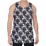 Black And White Octopus Pattern Print Men's Velvet Tank Top