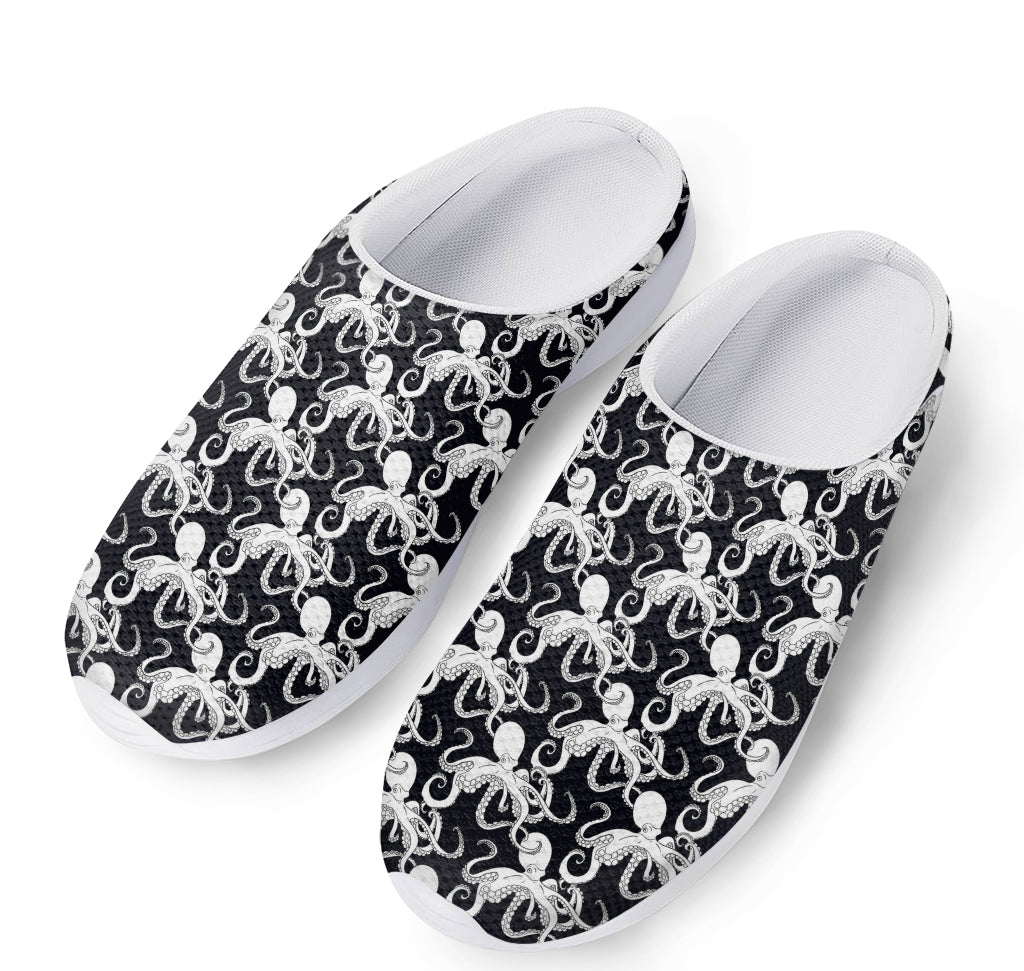Black And White Octopus Pattern Print Mesh Casual Shoes