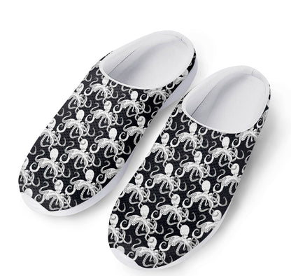 Black And White Octopus Pattern Print Mesh Casual Shoes