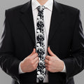 Black And White Octopus Pattern Print Necktie