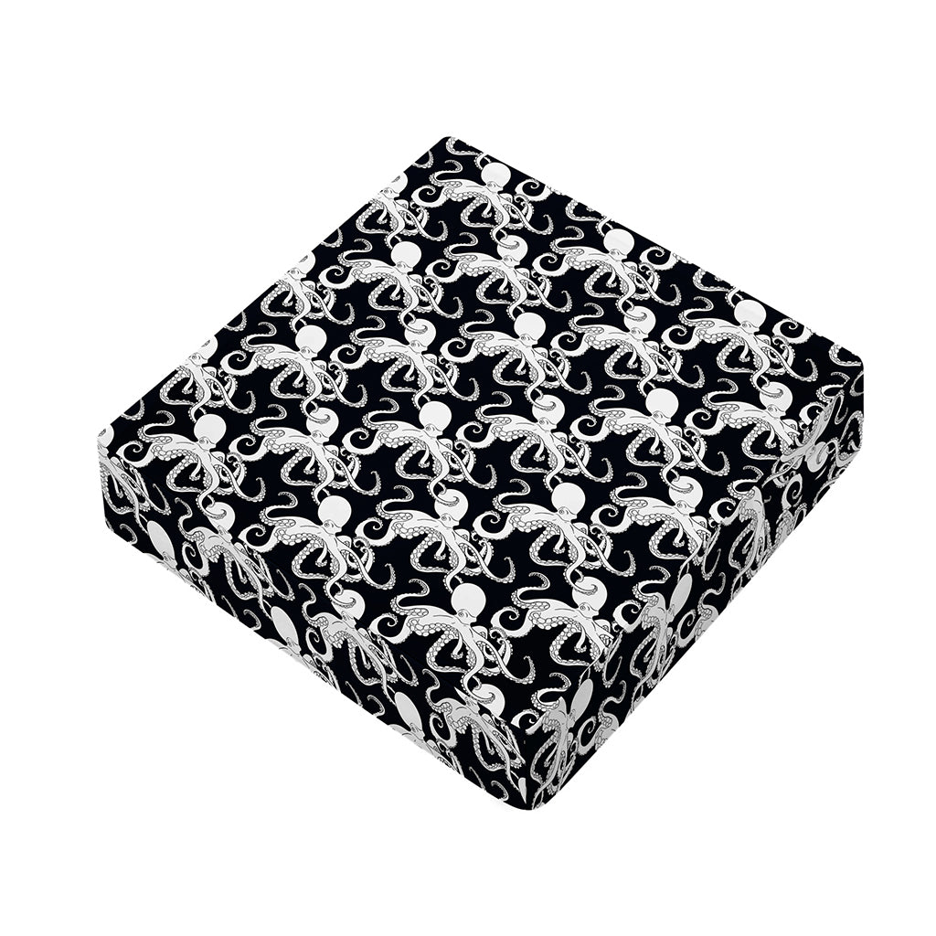 Black And White Octopus Pattern Print Outdoor Seat Cushion Cover