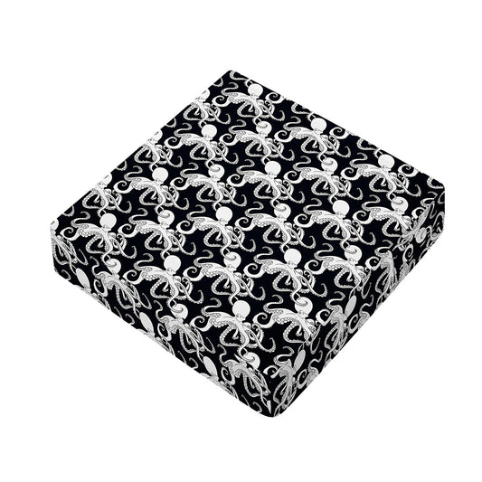 Black And White Octopus Pattern Print Outdoor Seat Cushion Cover