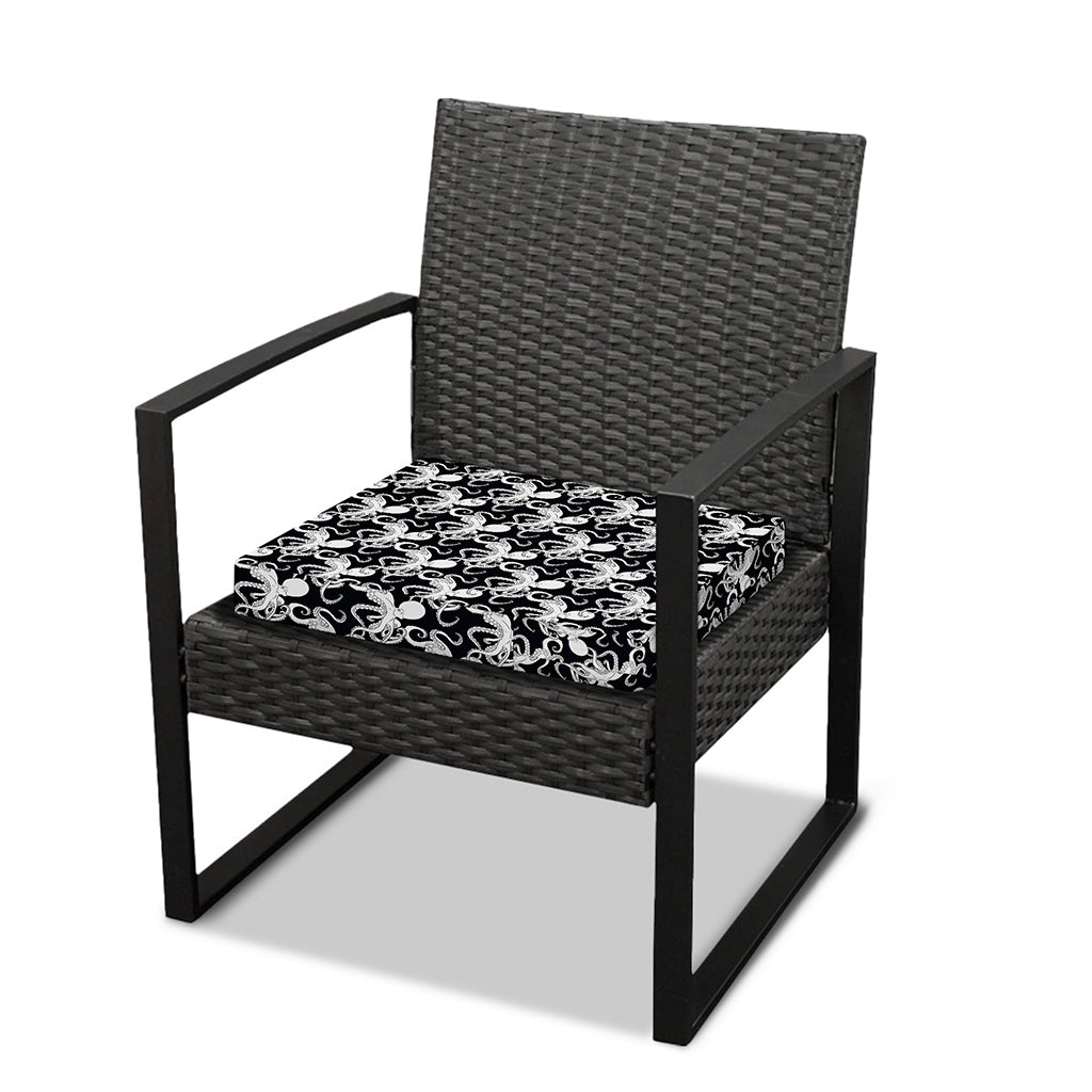 Black And White Octopus Pattern Print Outdoor Seat Cushion Cover