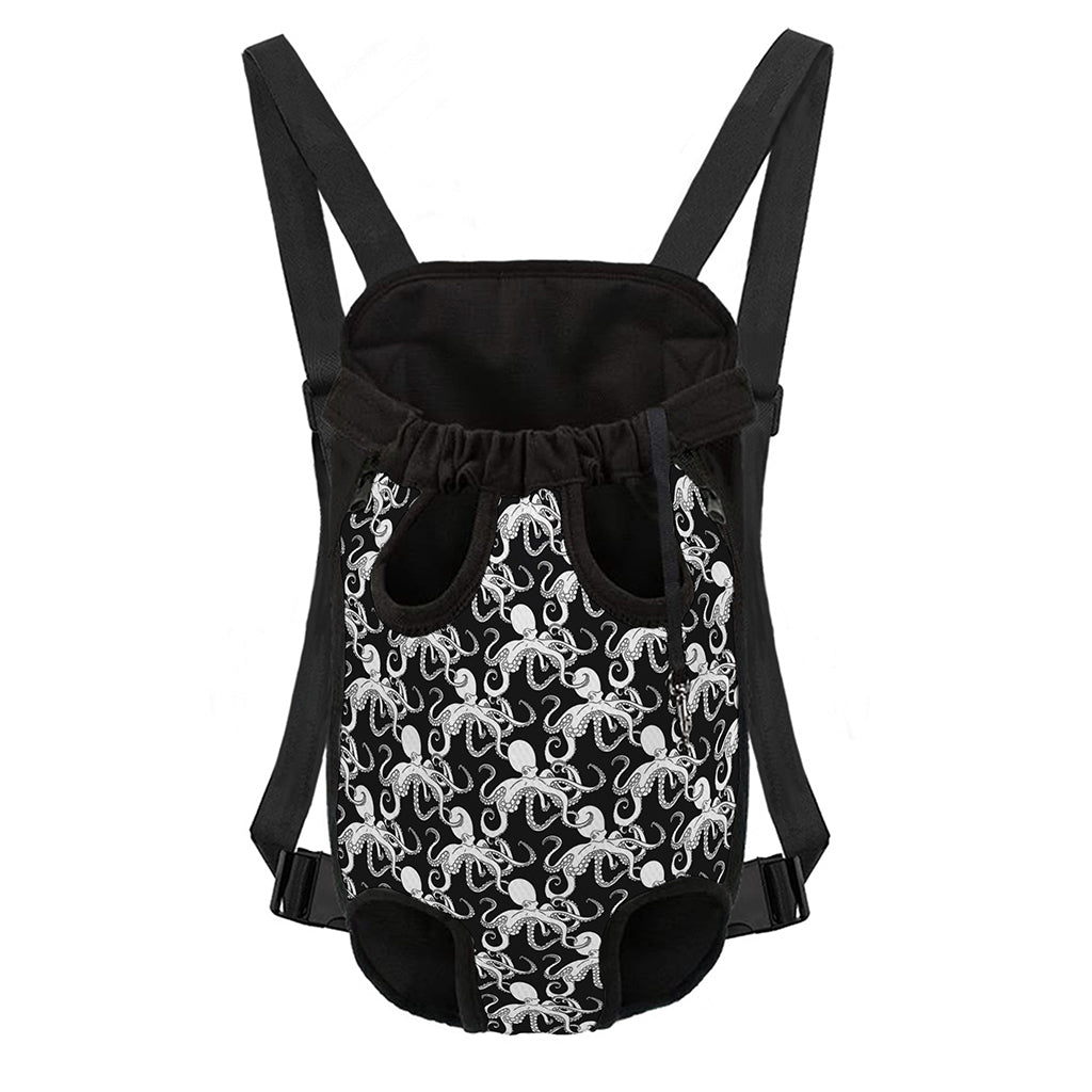 Black And White Octopus Pattern Print Pet Carrier Backpack