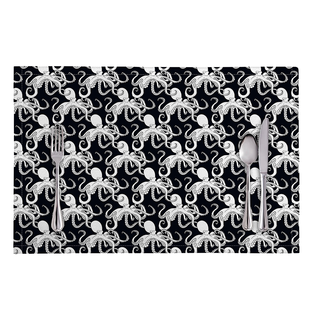 Black And White Octopus Pattern Print Placemat
