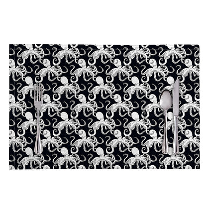 Black And White Octopus Pattern Print Placemat