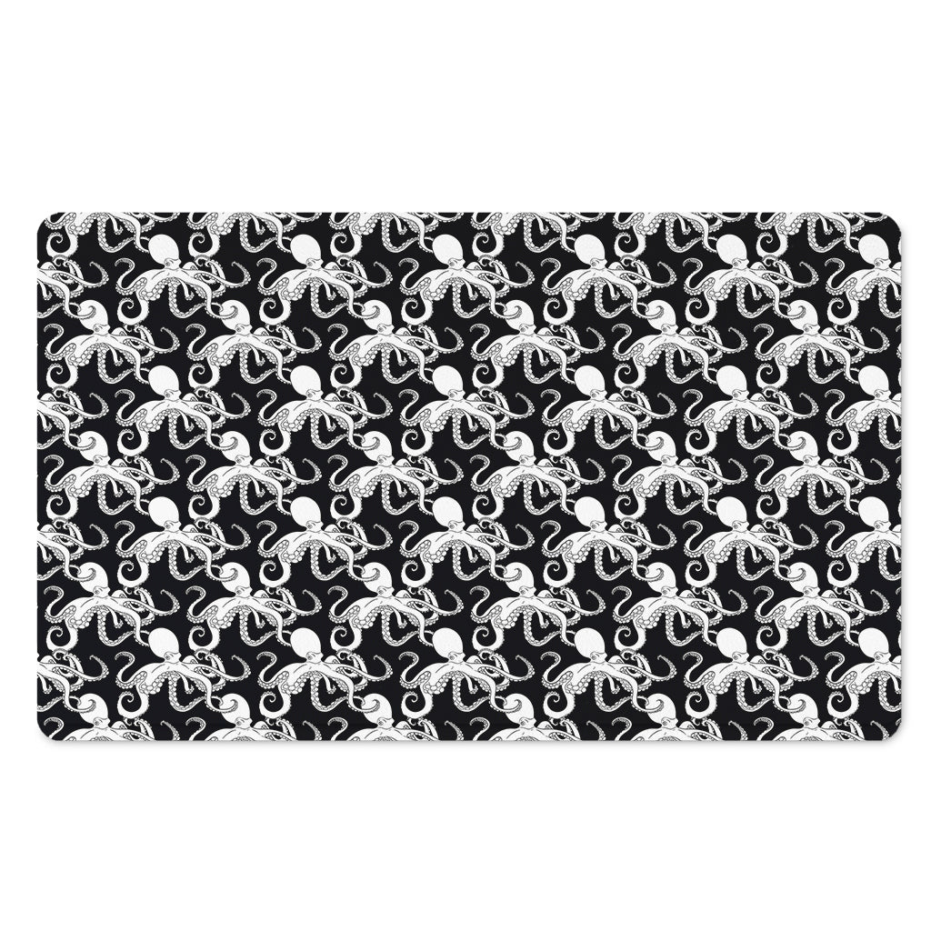 Black And White Octopus Pattern Print Polyester Doormat