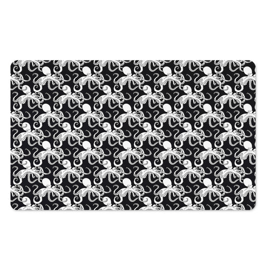 Black And White Octopus Pattern Print Polyester Doormat