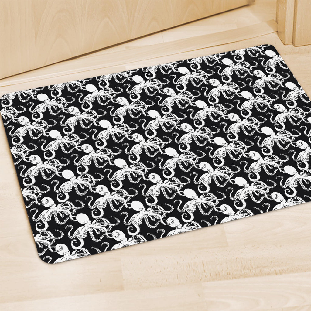 Black And White Octopus Pattern Print Polyester Doormat