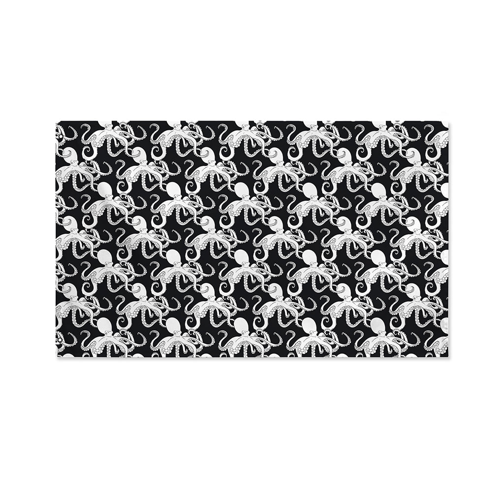 Black And White Octopus Pattern Print Polyester Flag