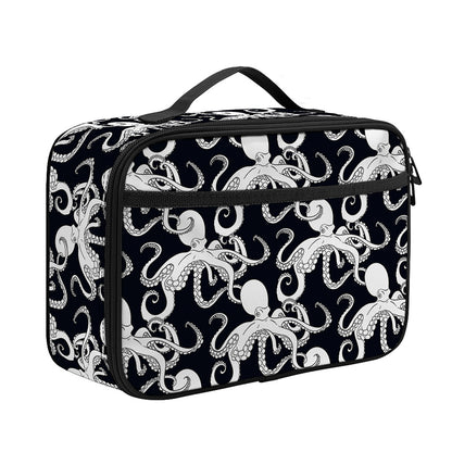 Black And White Octopus Pattern Print Portable Lunch Bag