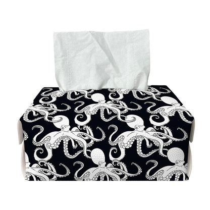 Black And White Octopus Pattern Print Rectangle Tissue Box Cover
