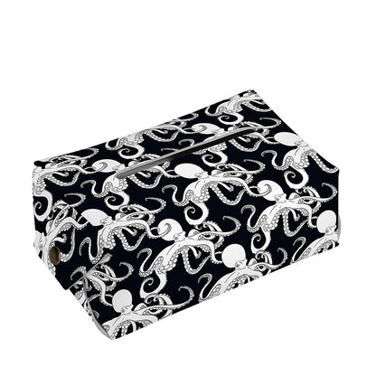 Black And White Octopus Pattern Print Rectangle Tissue Box Cover
