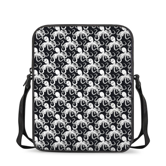 Black And White Octopus Pattern Print Rectangular Crossbody Bag