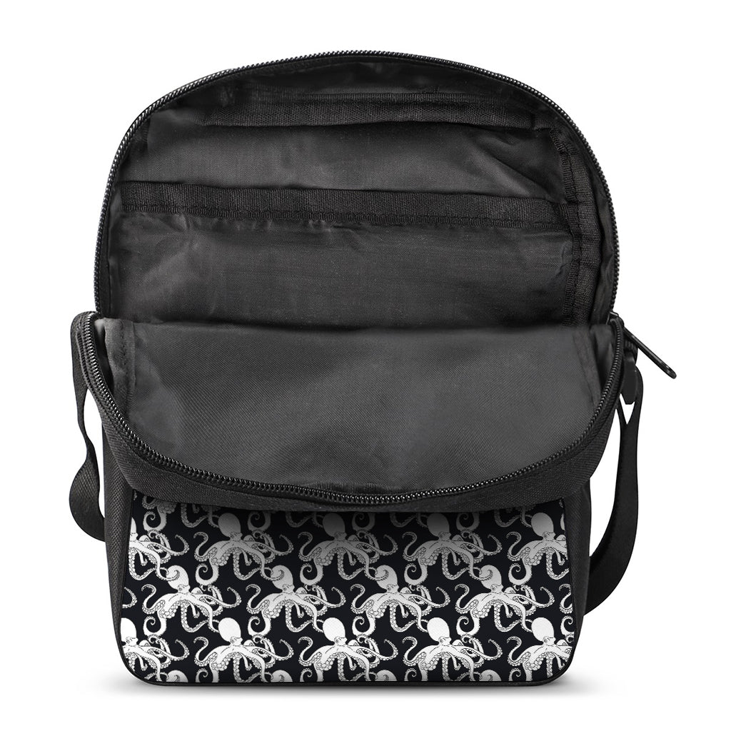Black And White Octopus Pattern Print Rectangular Crossbody Bag