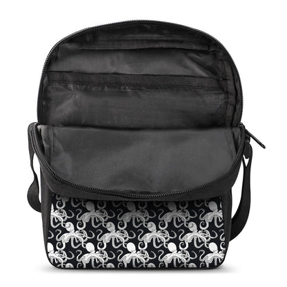 Black And White Octopus Pattern Print Rectangular Crossbody Bag