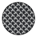 Black And White Octopus Pattern Print Round Floor Mat