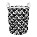 Black And White Octopus Pattern Print Round Laundry Basket