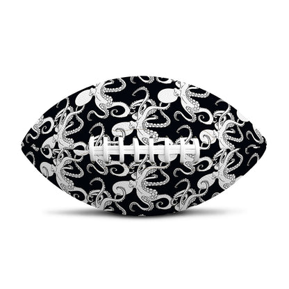 Black And White Octopus Pattern Print Rugby Ball