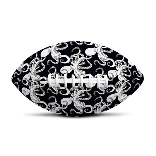 Black And White Octopus Pattern Print Rugby Ball