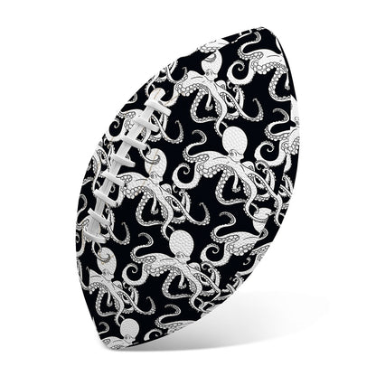 Black And White Octopus Pattern Print Rugby Ball