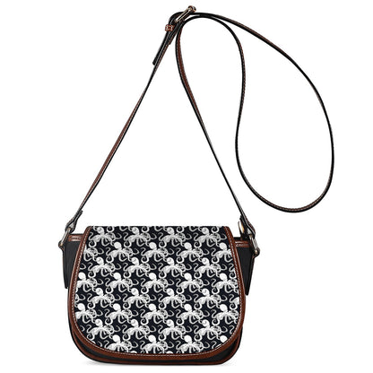 Black And White Octopus Pattern Print Saddle Bag