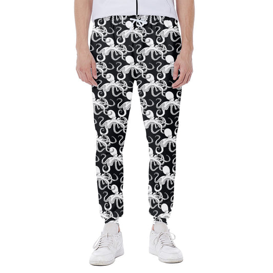 Black And White Octopus Pattern Print Scuba Joggers