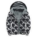 Black And White Octopus Pattern Print Sherpa Lined Zip Up Hoodie