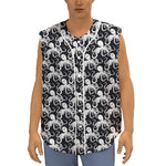 Black And White Octopus Pattern Print Sleeveless Baseball Jersey