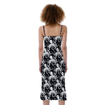 Black And White Octopus Pattern Print Slim Fit Midi Cami Dress